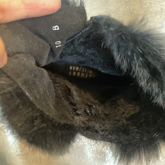 Stuart Weitzman Women's Leather and Bunny Fur Ankle Boots Black Size 9.5 - Picture 9 of 10